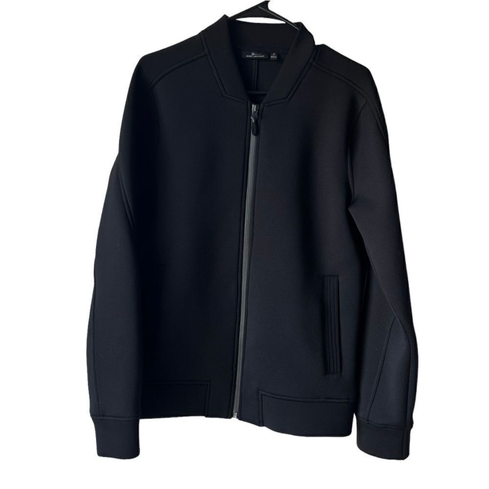 Men's MARC ANTHONY Black Zip up sweater Jacket casual long front pockets size S.